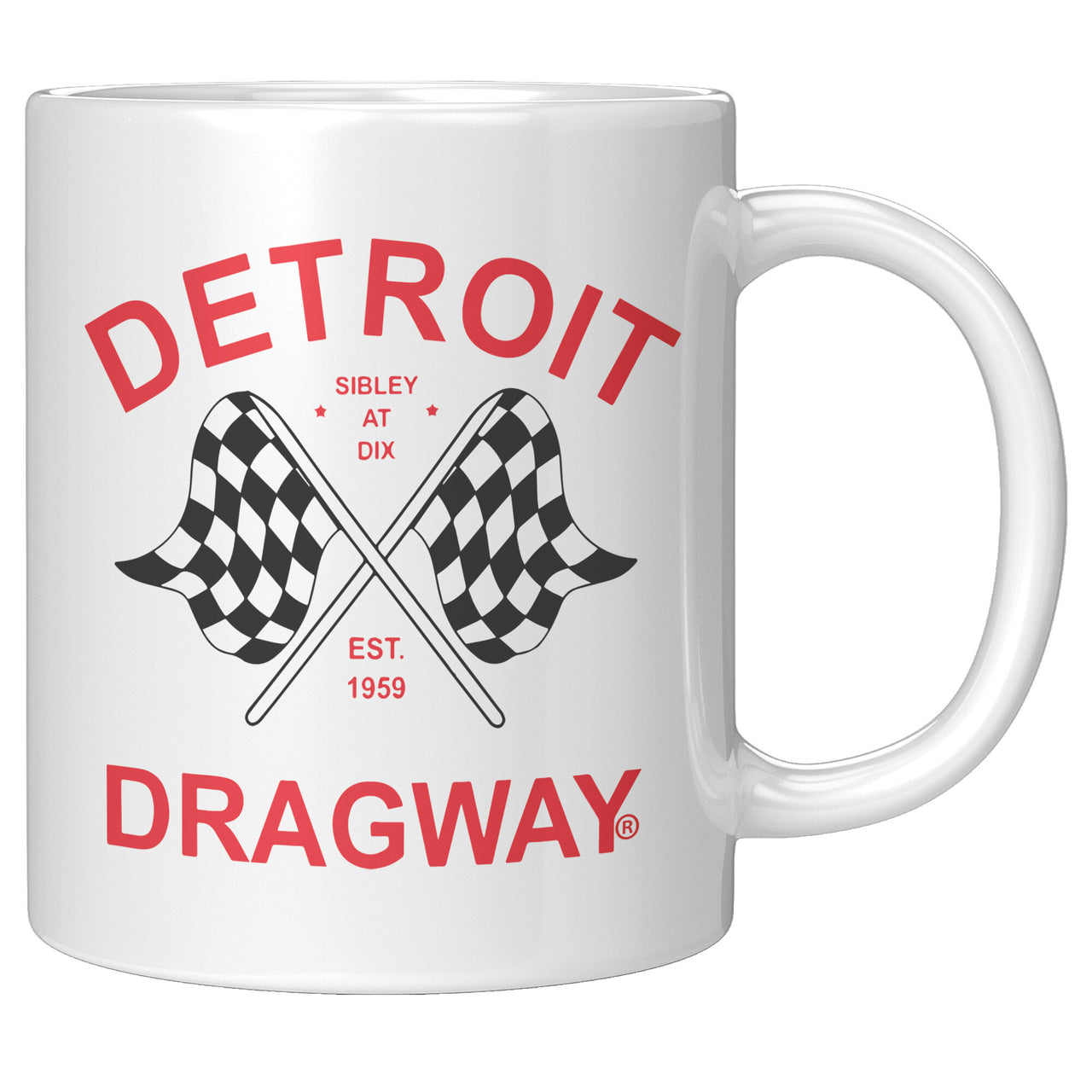 *Detroit Dragway Flags Red Print 11 oz Coffee Mug