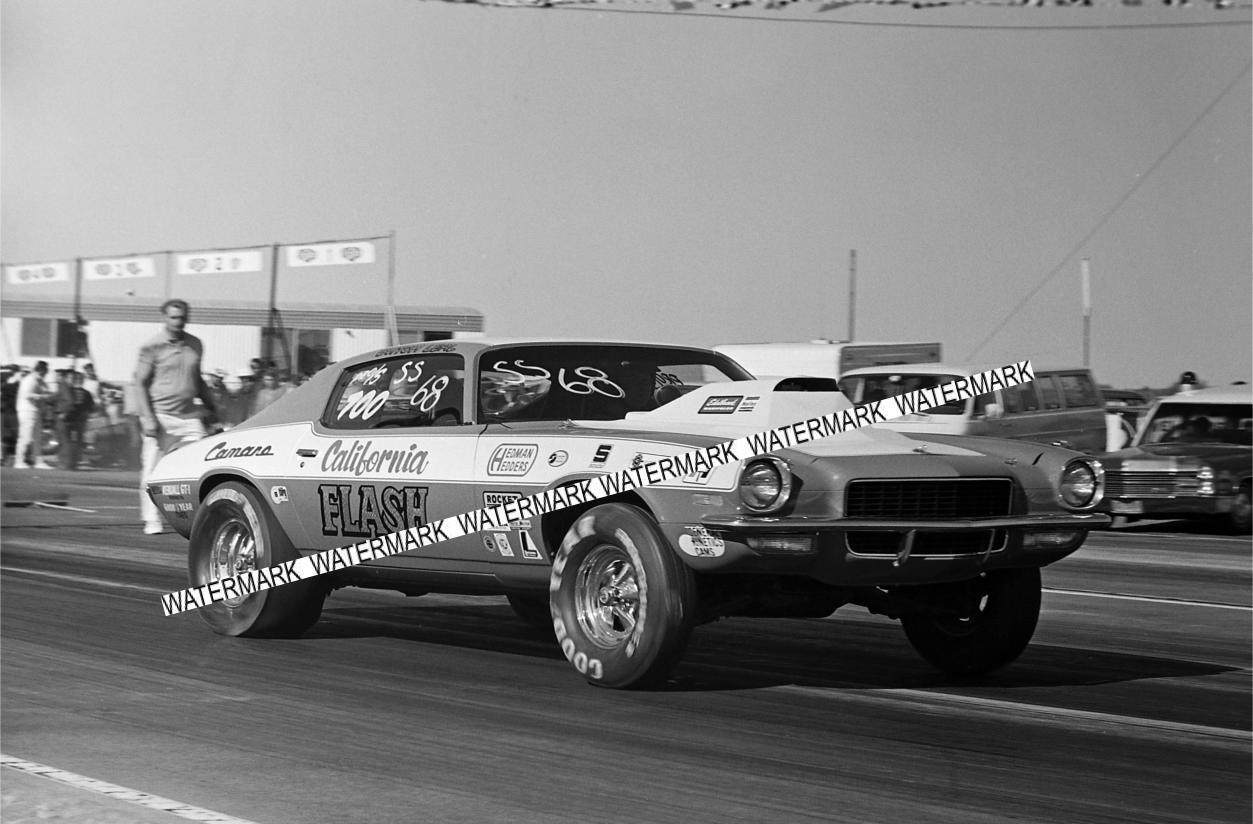 8 x 10" Glossy Photo Of The California Flash Camaro At Unknown Dragway