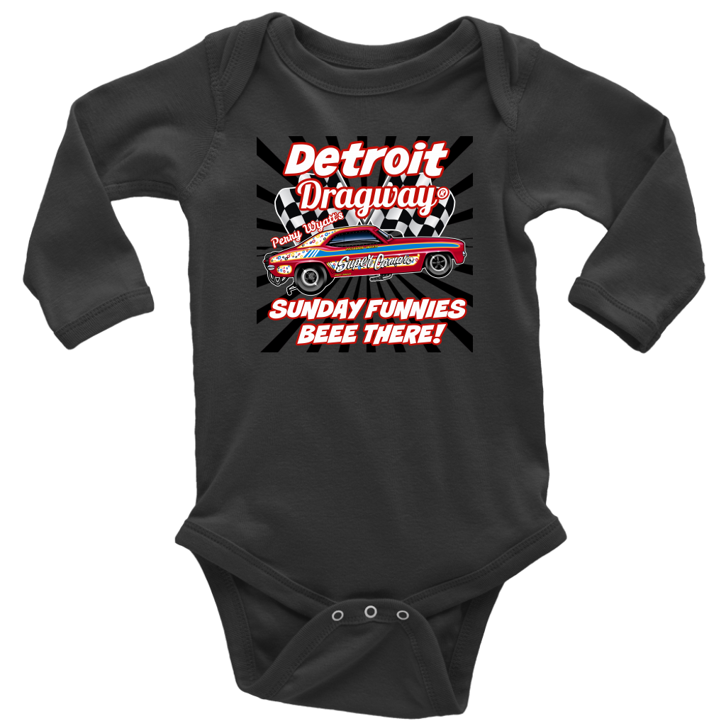 Detroit Dragway® Perry Wyatt's Sunday Funnies Long Sleeve Baby Bodysuit