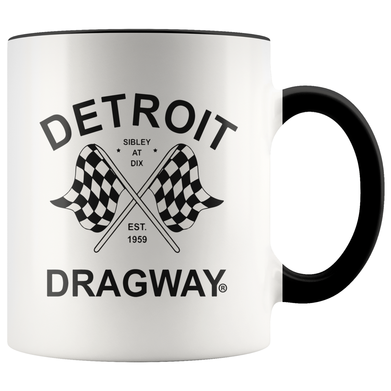Detroit Dragway® Checkered Flags Accent Mug