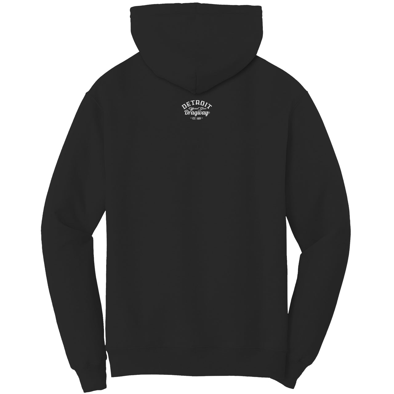 **Detroit Dragway® Checkered Flags Long Hoodie Image On Front