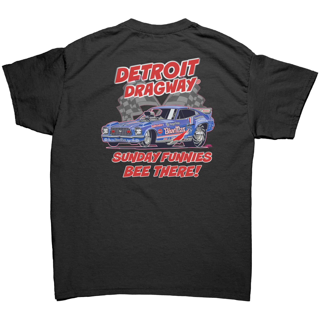 **Detroit Dragway® SUNDAY FUNNIES Shirt 1 Image on Back