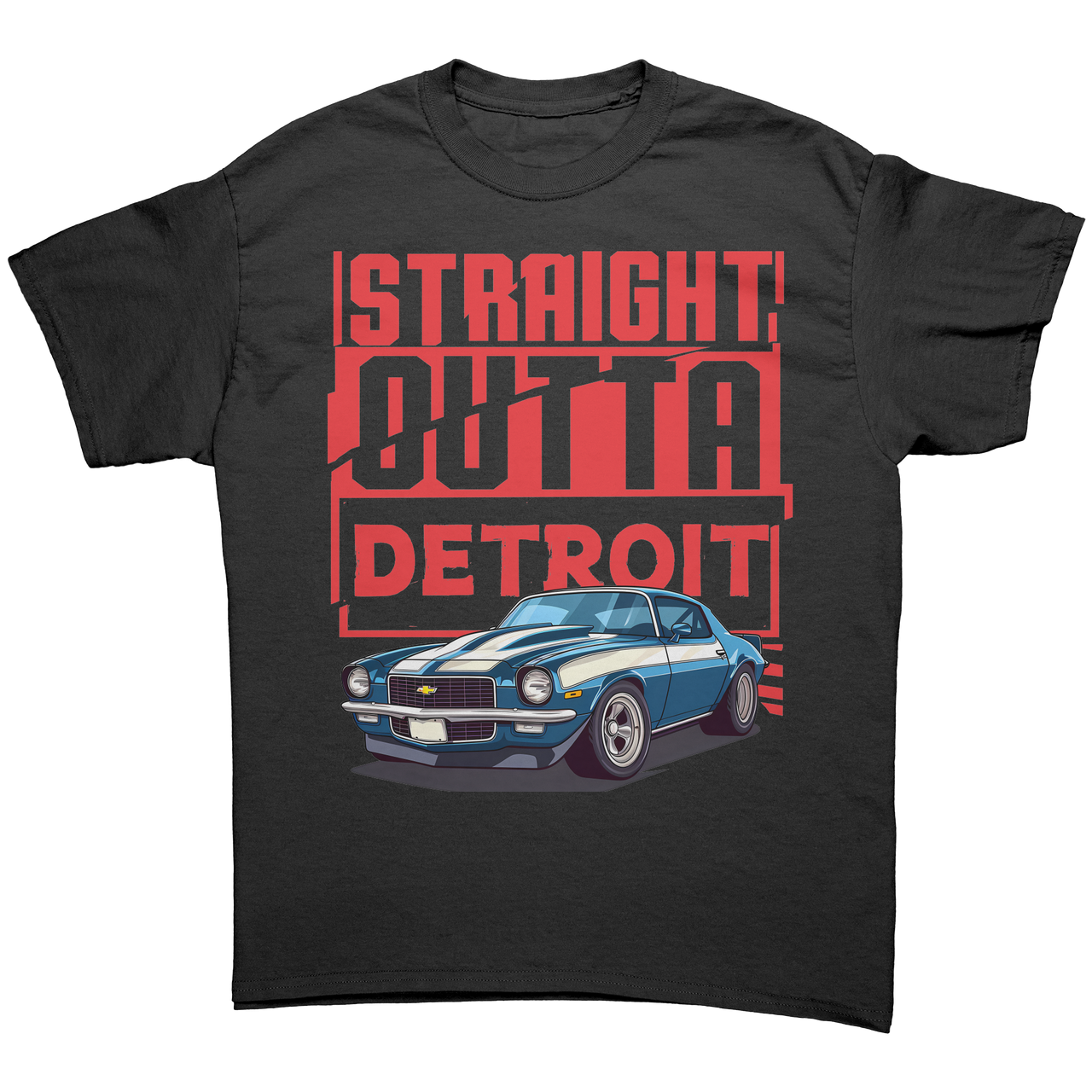 Straight_Outta_Detroit_Blue_Camaro_Tee_S_Black_Front_Mockup.png