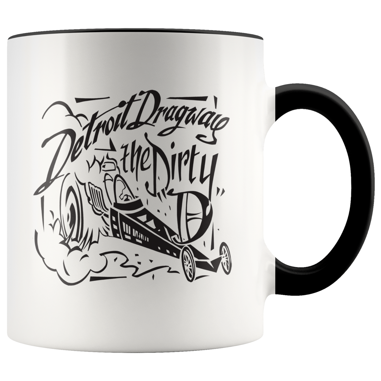 Detroit Dragway® Dirty D & Dragster Accent Mug