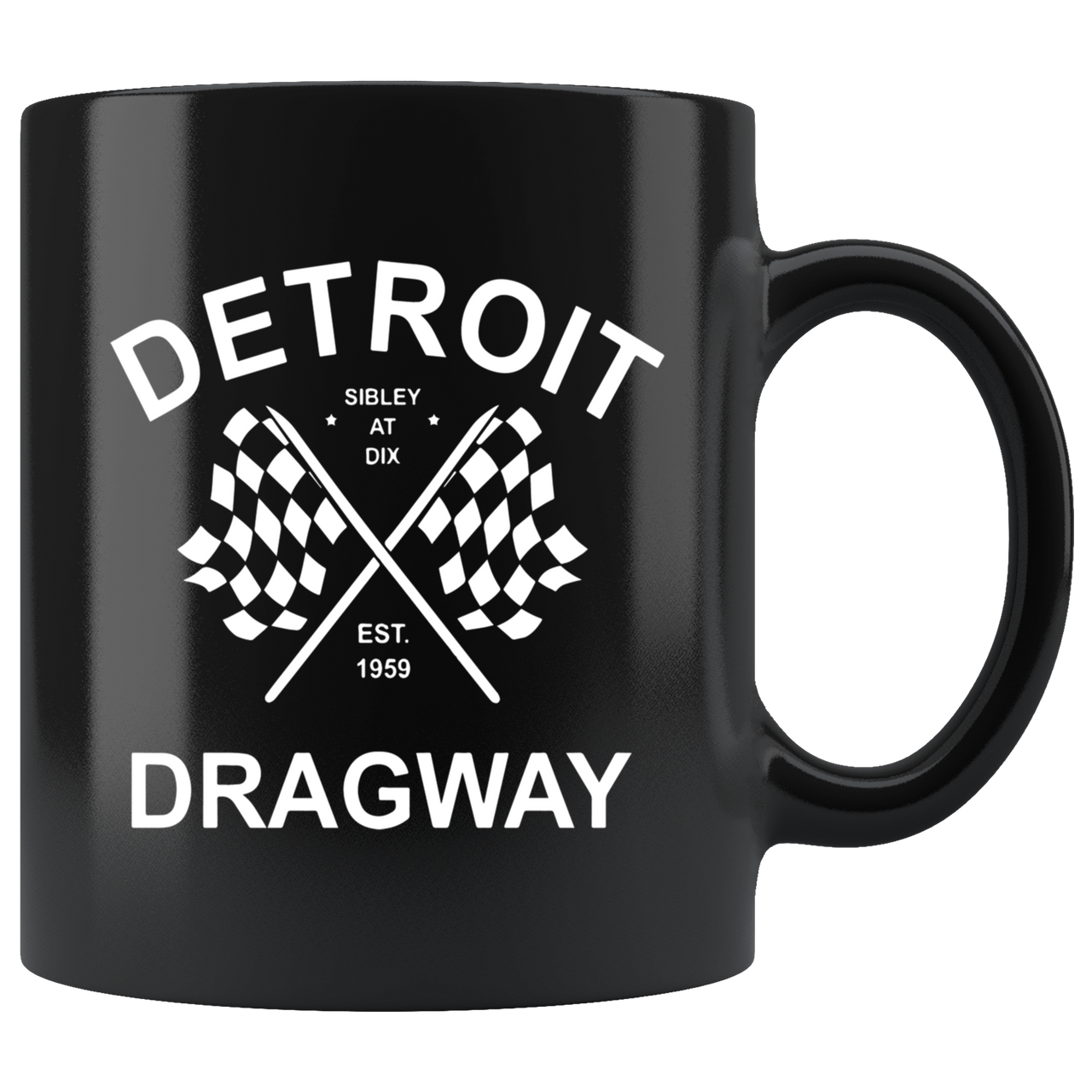 Detroit Dragway® Crossed Pistons Black Mug
