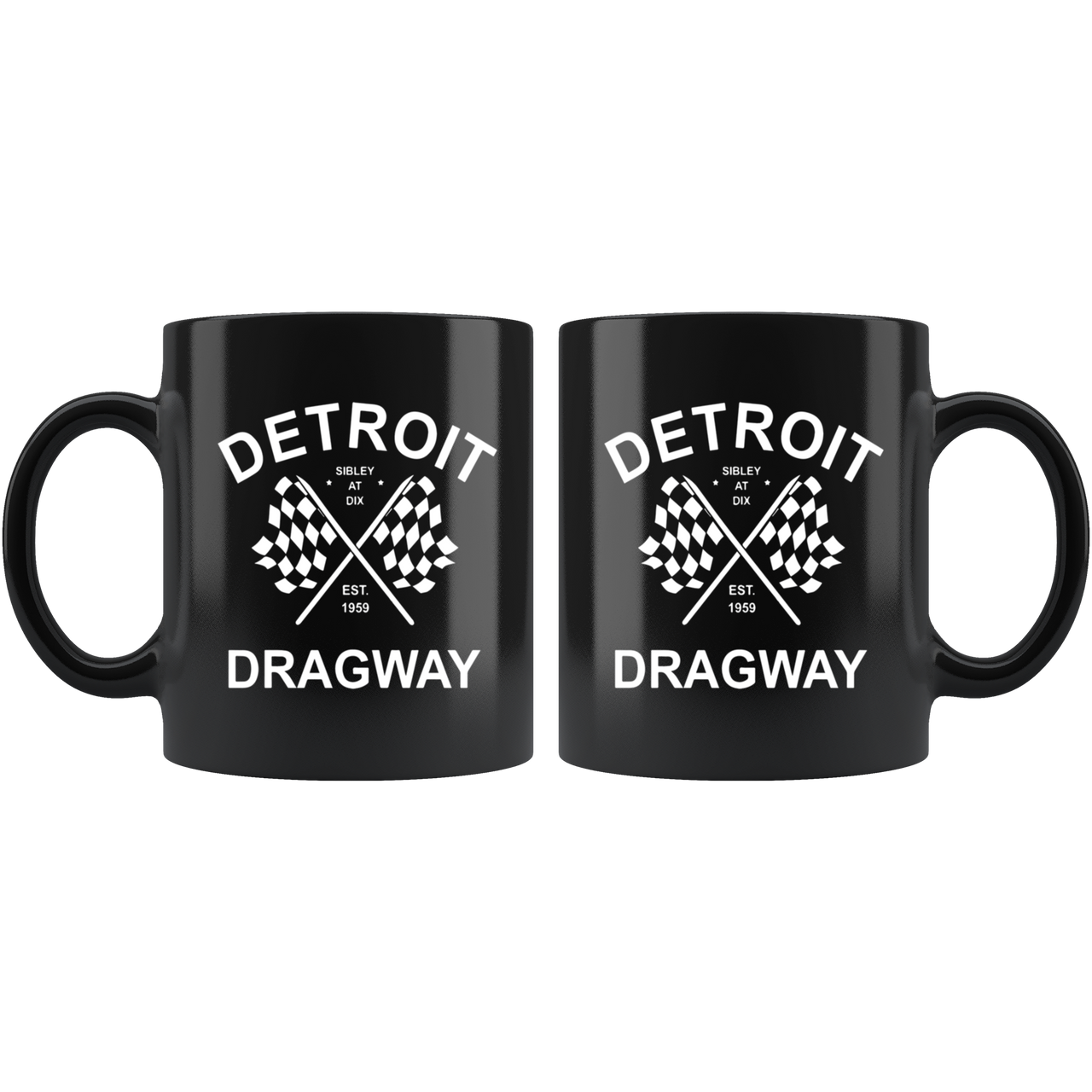 Detroit Dragway® Flags Black Mug