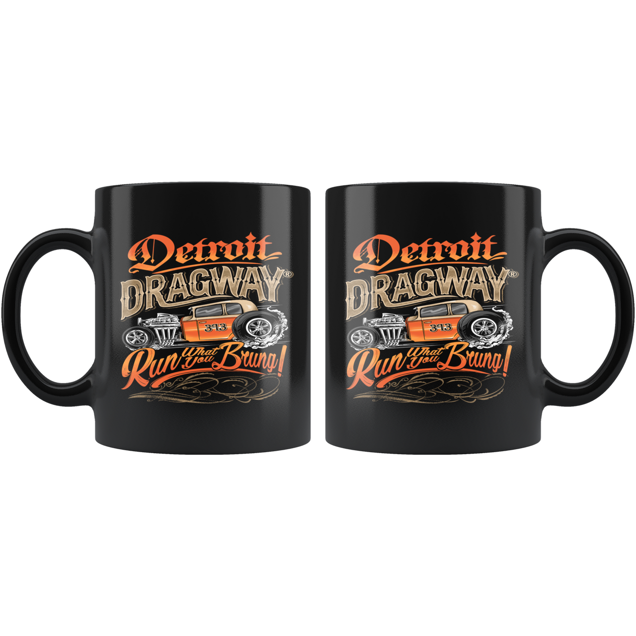 Detroit Dragway® Run What You Brung Bantam Black Mug