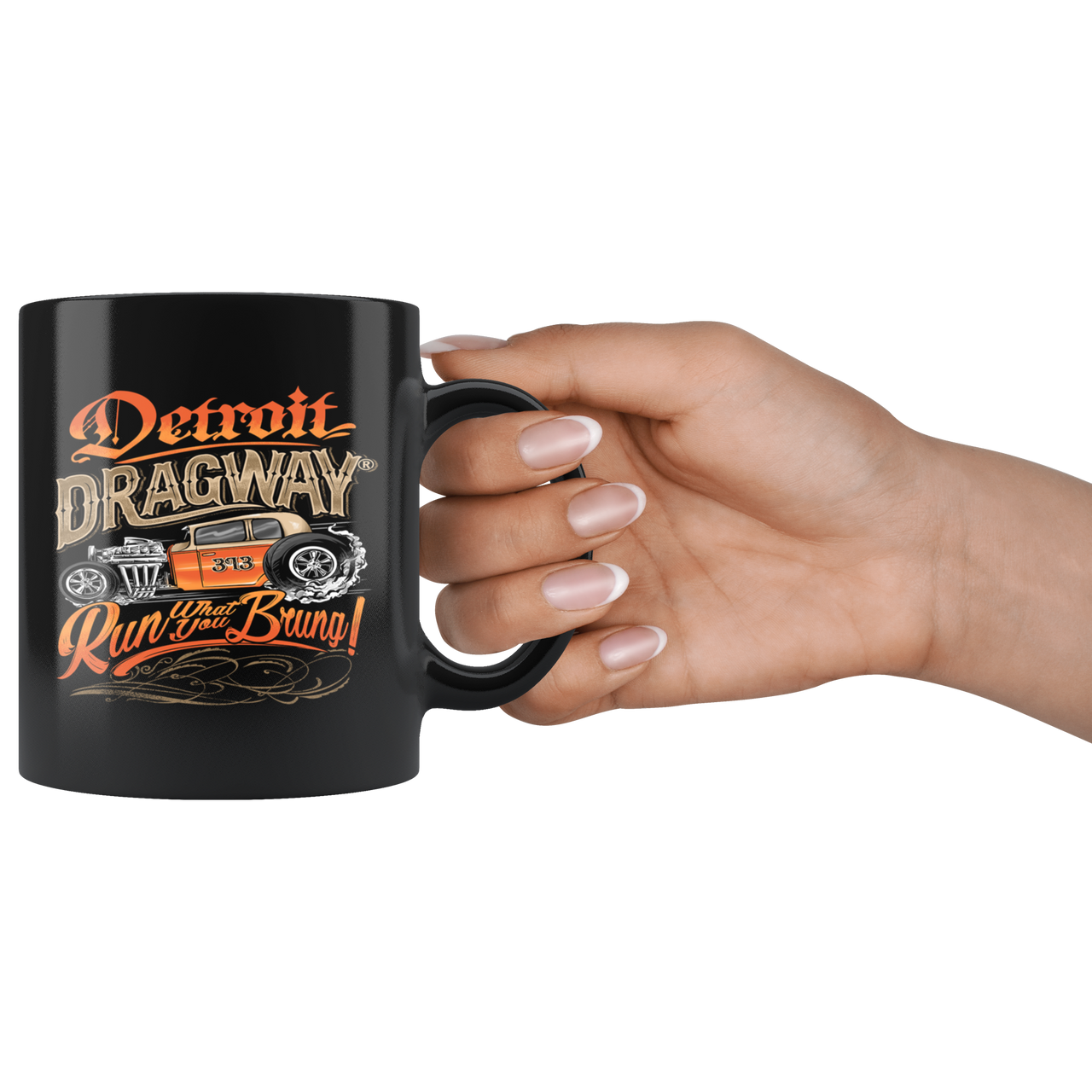 Detroit Dragway® Run What You Brung Bantam Black Mug