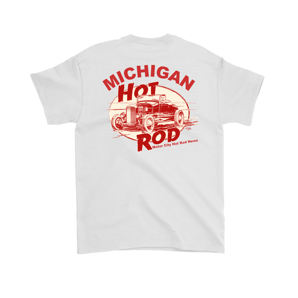 Michigan Hot Rod Shirt 1 Large Image On Back          MICHIGAN HOT ROD