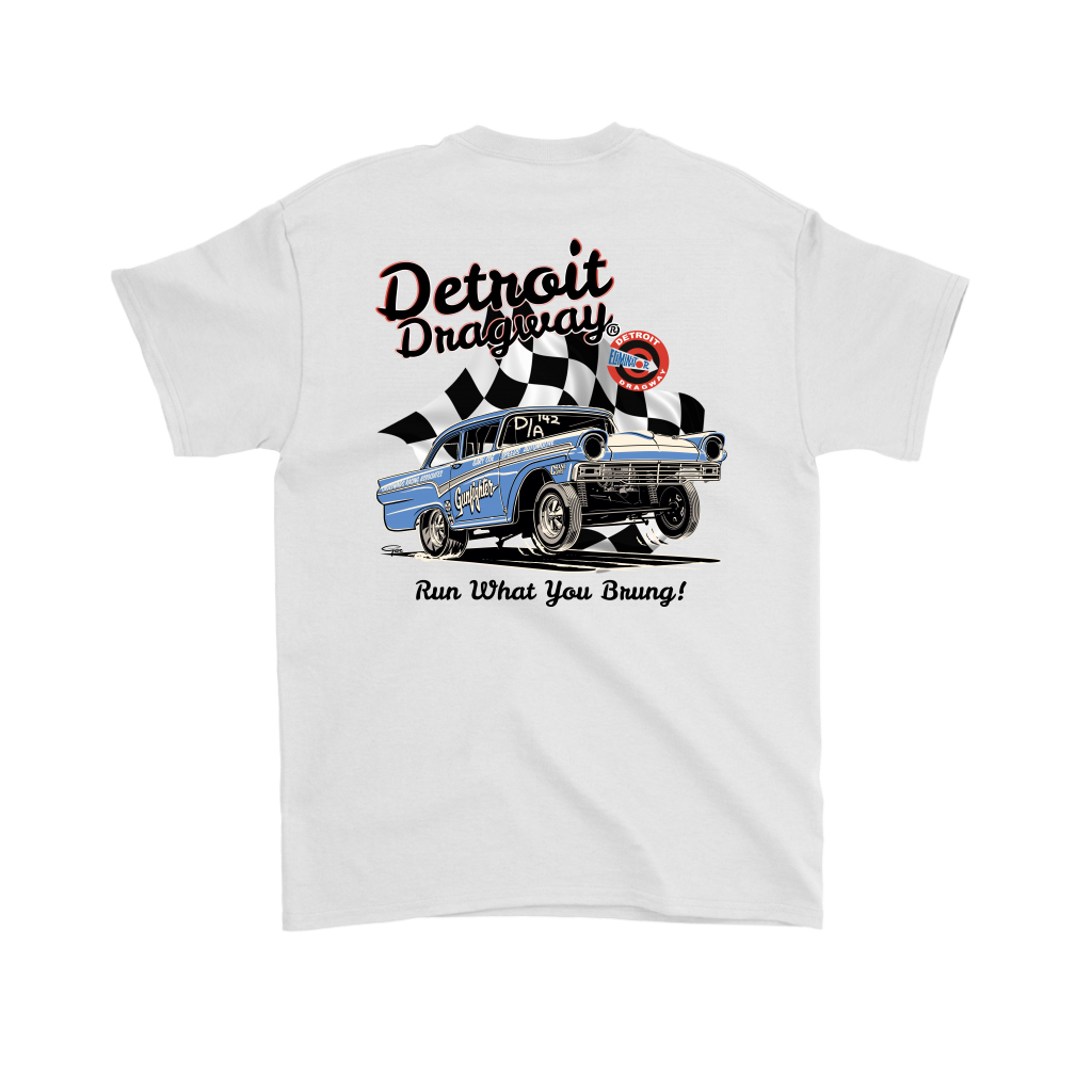 Detroit Dragway® Run What You Brung Ford T-Shirt Image on Back