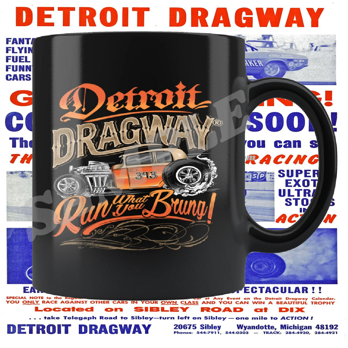 Detroit Dragway® Run What You Brung Bantam Black Mug