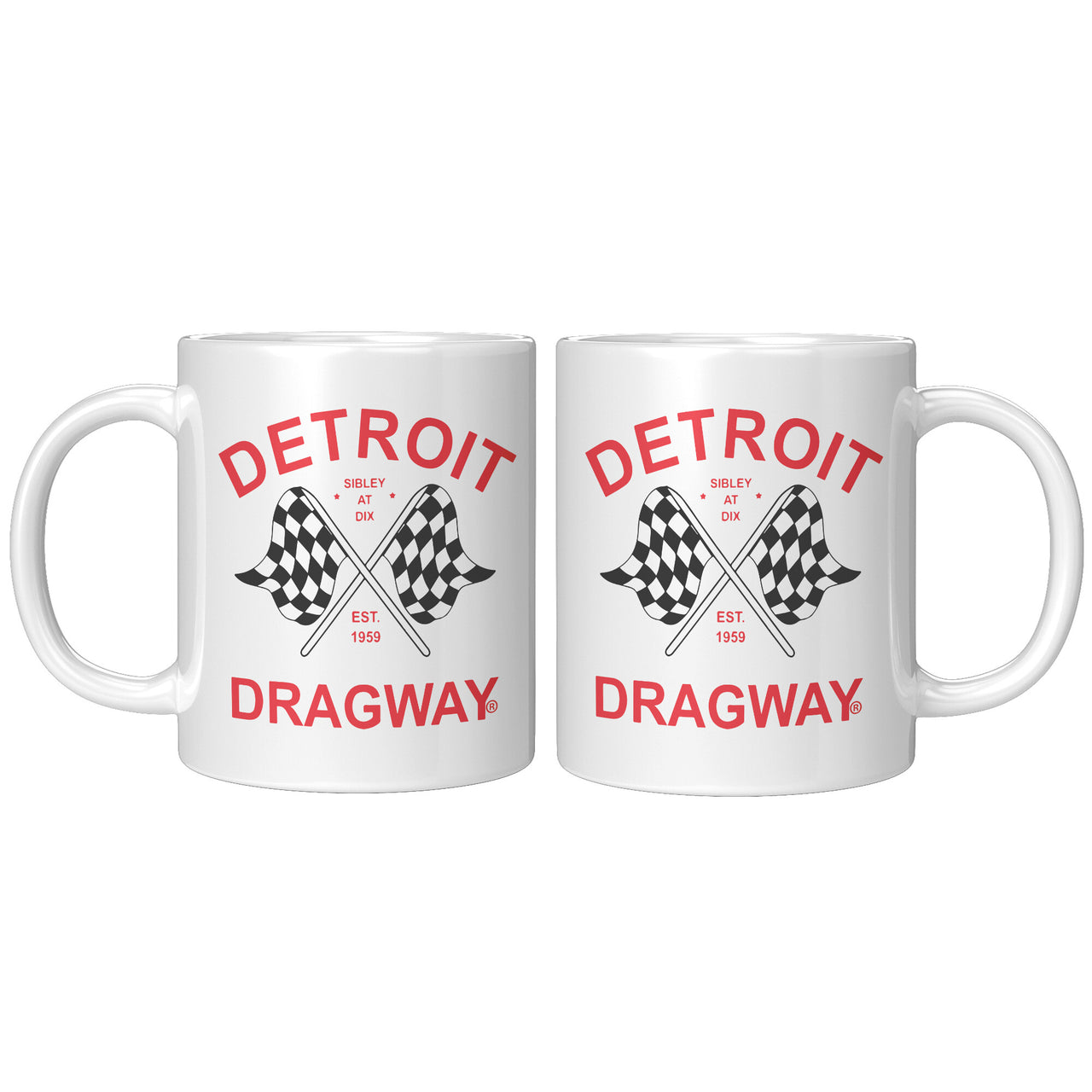 *Detroit Dragway Flags Red Print 11 oz Coffee Mug