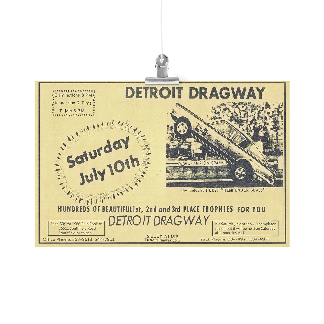 Detroit Dragway® Hemi Under Glass Poster*