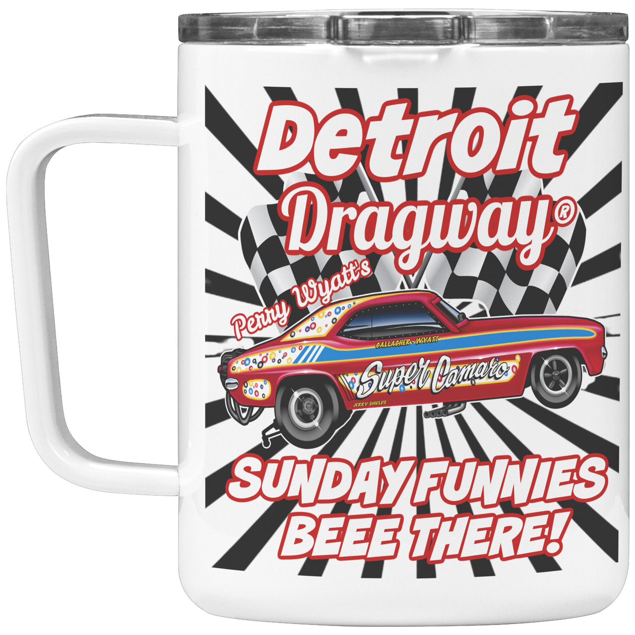 Detroit Dragway® Perry Wyatt's Super Camaro Funny Car mug