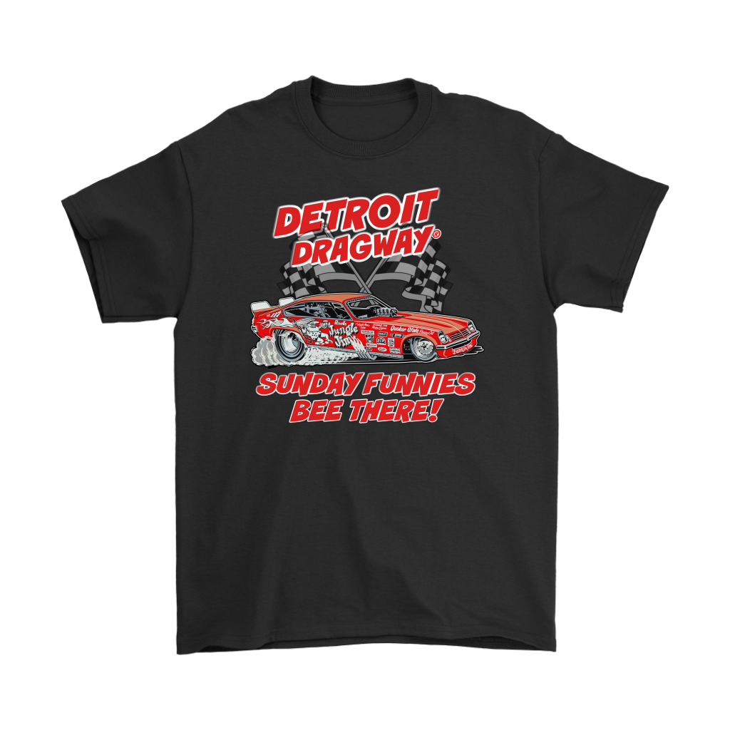 Detroit Dragway® SUNDAY FUNNIES Shirt 2 IMAGE on FRONT