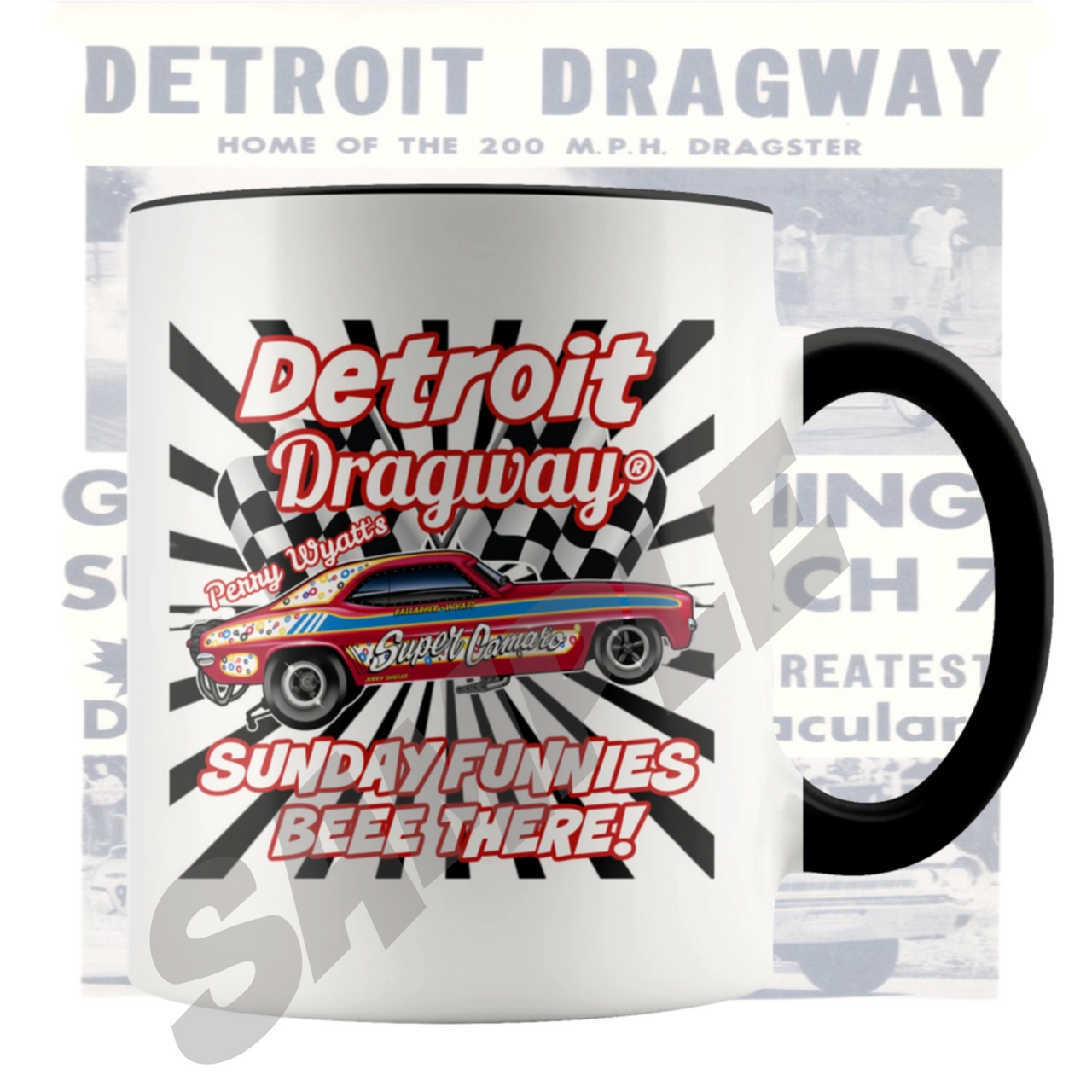 Detroit Dragway® Perry Wyatt's Sunday Funnies Accent Mug