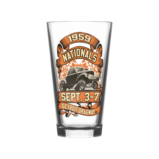 Detroit Dragway® 59 Nationals Pint Drinking Glass