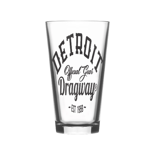Detroit Dragway® Official Gear Pint Drinking Glass