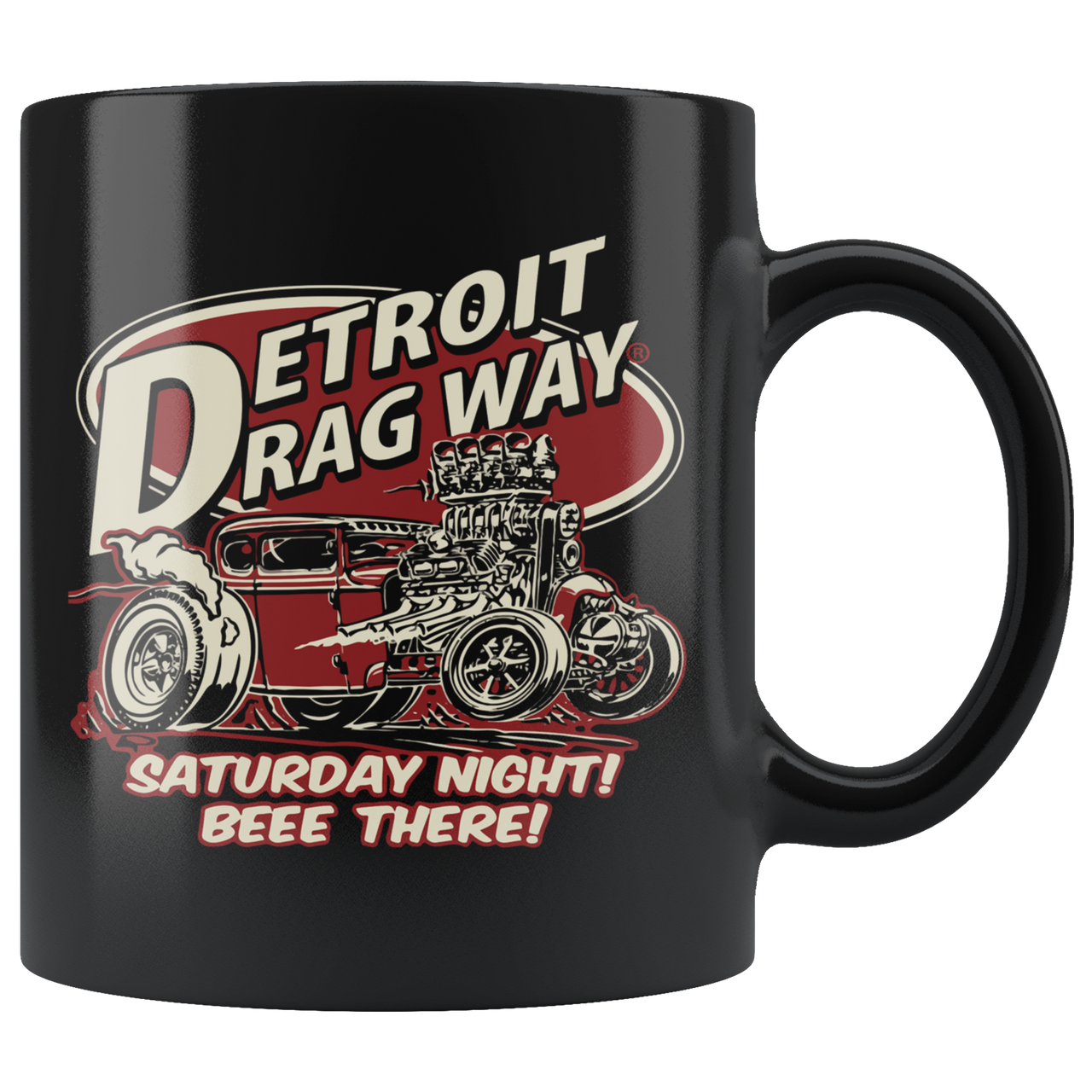 Detroit Dragway® Beee There Black Mug