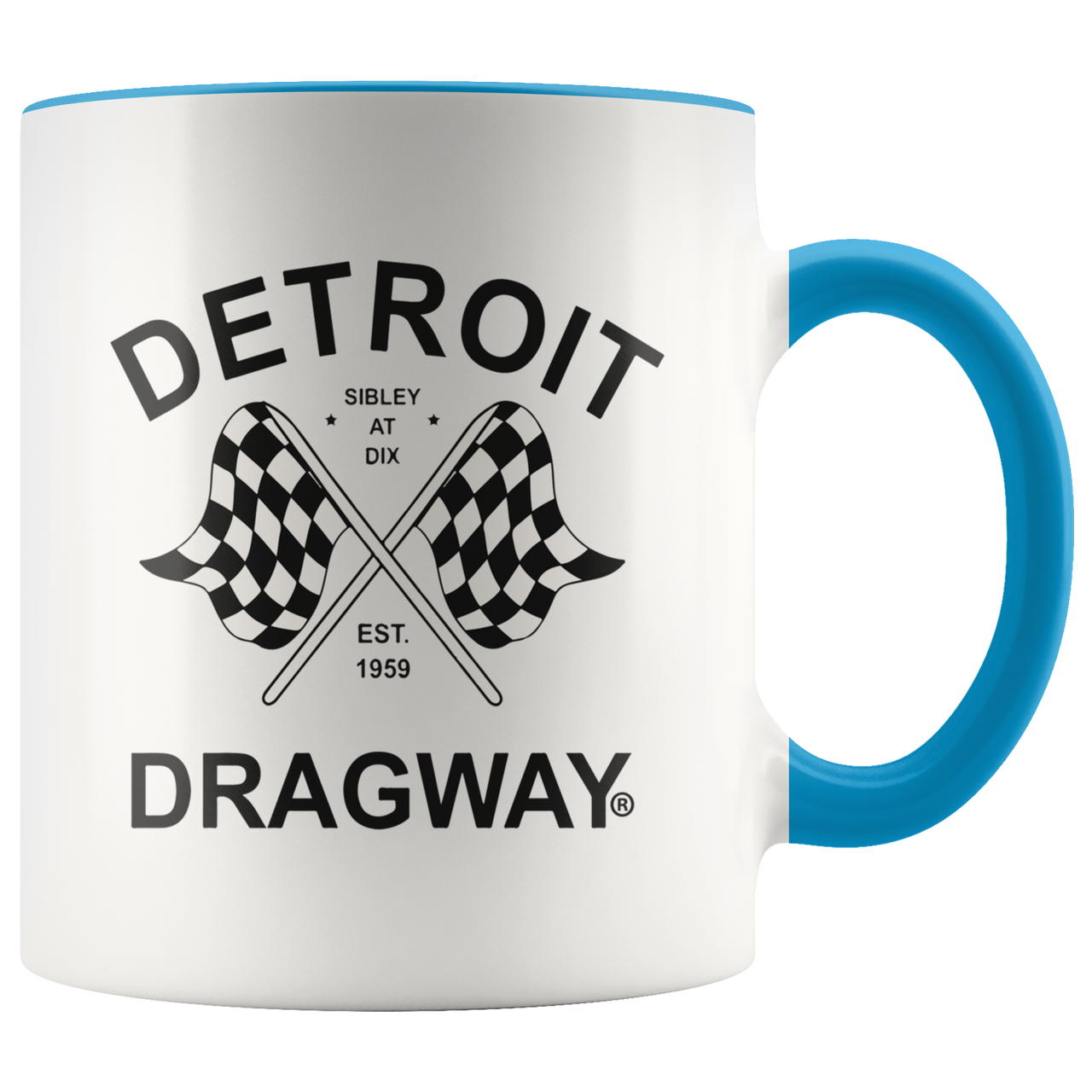 Detroit Dragway® Checkered Flags Accent Mug