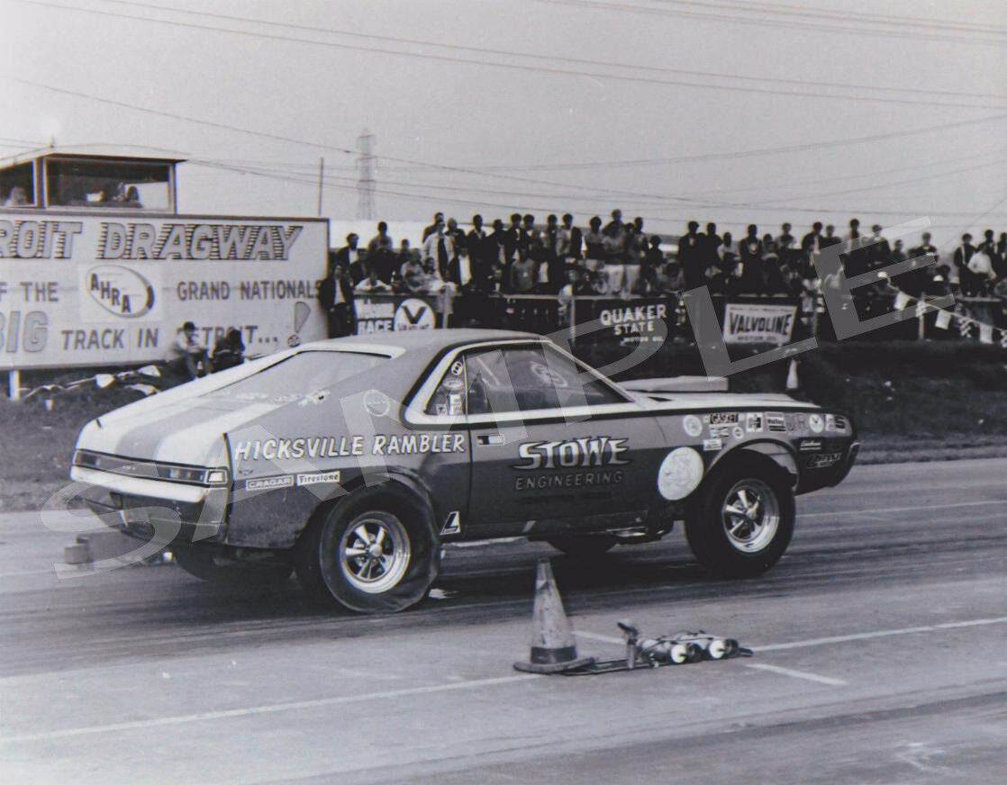 8 x 10" Stowe Hicksville Rambler Racing at Detroit Dragway Made from Negative