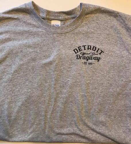 Detroit Dragway®  Checkered Flags Gray T-Shirt Short Sleeve Image On Back