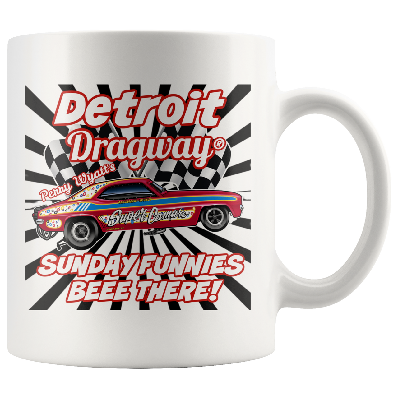 Detroit Dragway® Perry Wyatt's Sunday Funnies Accent Mug